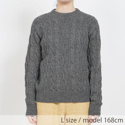 ふるさと納税 寒河江市 [ユニセックス]ミドルゲージケーブルセーター(グレー/L) satosenistandard