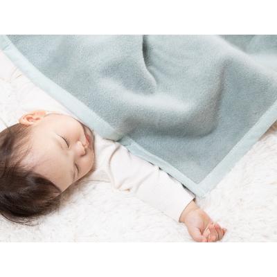 ふるさと納税 泉大津市 ベビー綿毛布(毛羽部分) アッシュグリーン