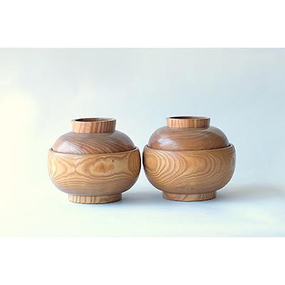 ふるさと納税 旭川市 木で作った「どんぶり(ふた付)」2個セット_00500の画像