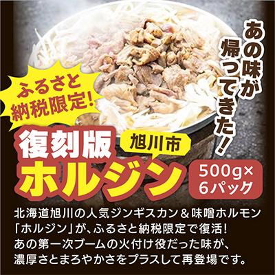 ふるさと納税 旭川市 あの味が復活!家族で大満足!復刻版"ホルジン"500g×6_00220