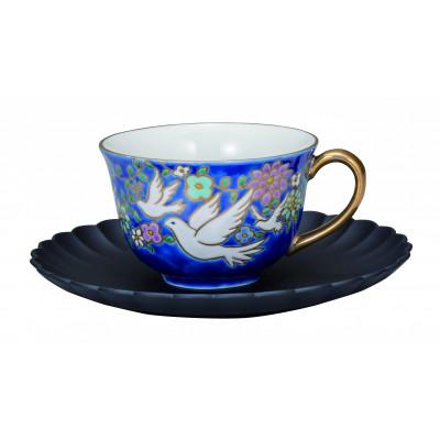 ふるさと納税 能美市 九谷焼 カップ&amp;ソーサー 白鳩 花きらり 美山窯