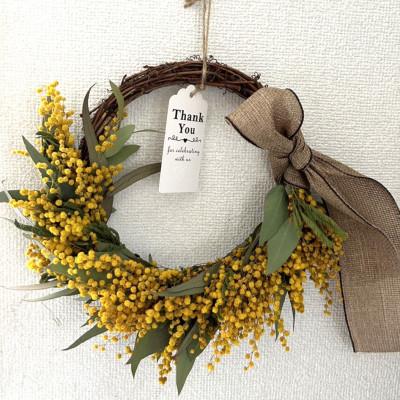 ふるさと納税 藤井寺市 春の訪れ ミモザのリース