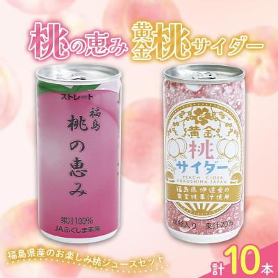 ふるさと納税 伊達市 福島県産のお楽しみ桃ジュースセット「桃の恵み」と「黄金桃サイダー」10本セット