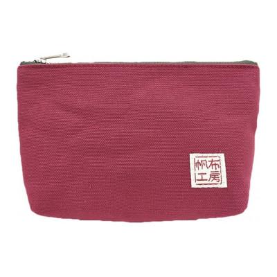 ふるさと納税 加東市 帆布工房 舟型ミニポーチ(ダークレッド)約12×21×5cm
