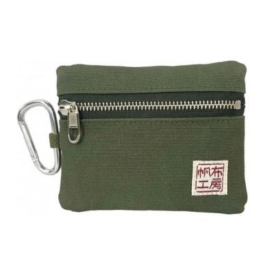 ふるさと納税 加東市 帆布工房 ティッシュ入れ付きポーチ(カーキ) 約10×13cm