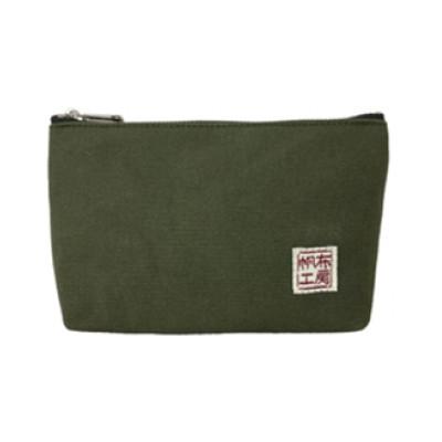 ふるさと納税 加東市 帆布工房 舟型ミニポーチ(カーキ) 約12×21×5cm