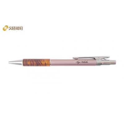 ふるさと納税 久慈市 [ピンク]ノック式琥珀ボールペン