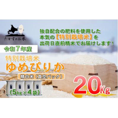 ふるさと納税 鷹栖町 令和7年産予約「特別栽培米 ゆめぴりか(精白米)」真空パック 20kg(5kg×4)