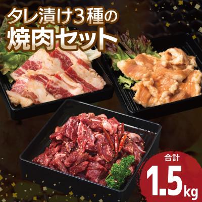 ふるさと納税 泉佐野市 タレ漬け3種の牛焼肉セット 牛ハラミ・カルビ・シマチョウ(各2P) 合計1.5kg
