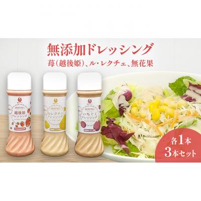 ふるさと納税 新潟市 無添加ドレッシング 苺(越後姫)、ル・レクチェ、無花果、各1本セット