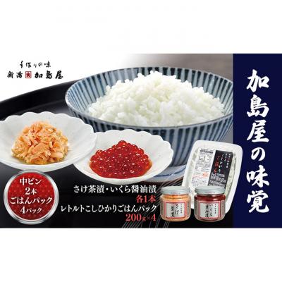 ふるさと納税 新潟市 加島屋 中ビン2本・こしひかりごはんパック