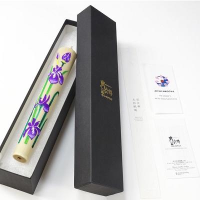 ふるさと納税 岡崎市 [岡崎手描き絵ろうそく]20匁 愛知県花かきつばた 全工程手作り国内産ハゼの実蝋を100%使用