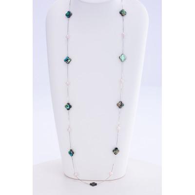 ふるさと納税 鳥羽市 アコヤ真珠&amp;アワビ貝 ロングネックレス(P-39)