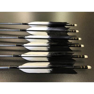 ふるさと納税 岡崎市 七面鳥アルミ矢「2014」 6本組(シャフト色:黒 矧ぎ糸:黒系)