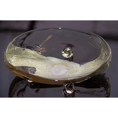 ふるさと納税 村田町 ガラス工房Kirlo「銀彩三足皿」