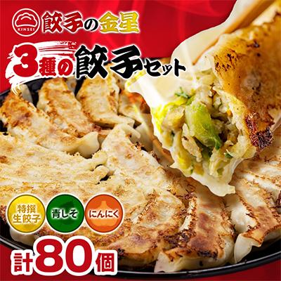 ふるさと納税 太田市 [餃子の金星]3種の餃子80個入り 特撰生餃子と2種類(青じそ・にんにく)が味わえるセット タレ付!