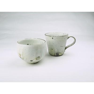 ふるさと納税 玉野市 粉引(こびき)ほっこり湯呑M 粉引マグカップ セット