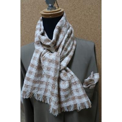 ふるさと納税 彦根市 綿畑からそのまんま 年中使えるマフラー(中)チェック + ハンカチ(チェック)