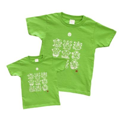 ふるさと納税 滝沢市 ゆるキャラ ちゃぐぽんTシャツ(ライトグリーン)親子セット