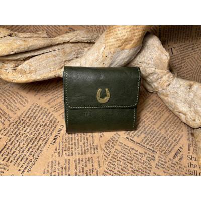 ふるさと納税 栗東市 蹄鉄付き三つ折りコンパクトウォレット(グリーン)