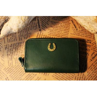 ふるさと納税 栗東市 蹄鉄付きラウンドファスナーコインケース(グリーン)