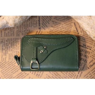 ふるさと納税 栗東市 鞍型ラウンドファスナーコインケース(グリーン)