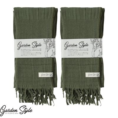 ふるさと納税 和泉市 四重織高吸水シャリ感ガーゼ (ガーデンスタイル)ロングマフラータオル 2枚セット 色:カーキ
