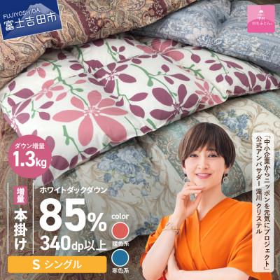 ふるさと納税 富士吉田市 訳あり 羽毛本掛け布団 増量 シングル お任せ柄 ダウン85% 日本製[甲州羽毛ふとん]増量