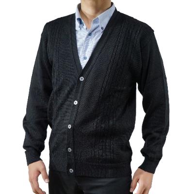 ふるさと納税 大和高田市 メンズニット カーディガン クロ L寸 15160