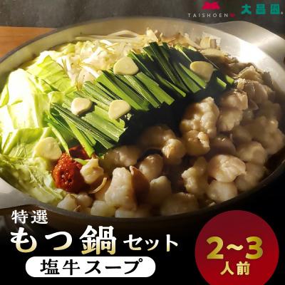 ふるさと納税 久留米市 久留米市 大昌園「もつ鍋セット・塩牛スープ2〜3人前/特製辛味調味料付き」
