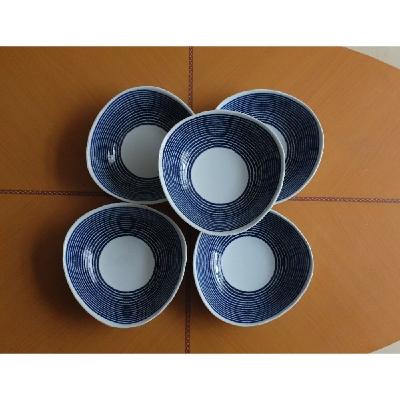 ふるさと納税 長崎県 【波佐見焼】φ20×6cm多用鉢5個組藍染駒筋【西海