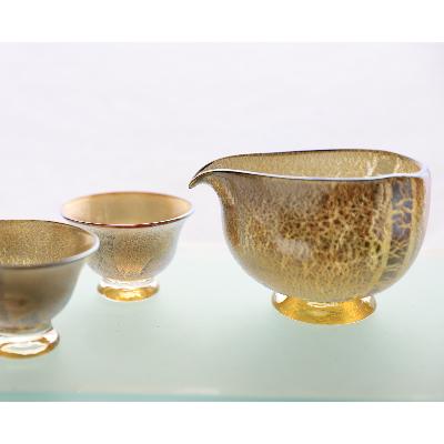 ふるさと納税 指宿市 [ガラス工芸品]銀彩 飴釉酒器 (片口・盃2個)(077-1040)