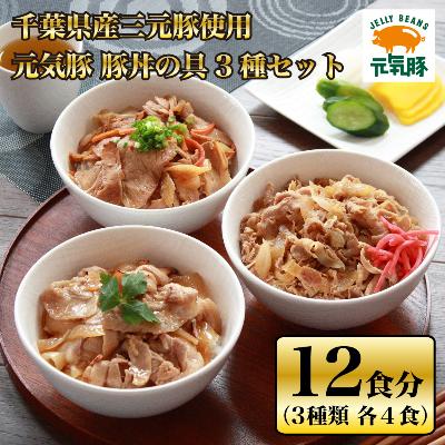 ふるさと納税 多古町 [千葉県多古町産]元気豚 豚丼の具 3種セット(3種合計12食入り)