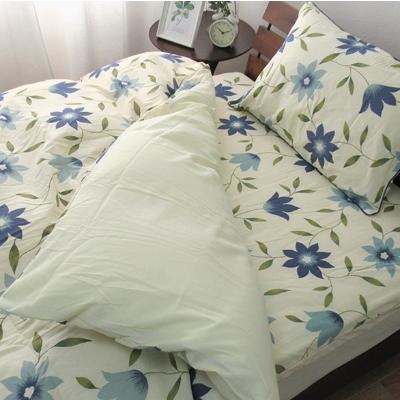 ふるさと納税 泉大津市 [シングル]日本製 綿100% ふとんカバー掛・敷・枕3点セット 花柄 ブルー KHANA-S-BL