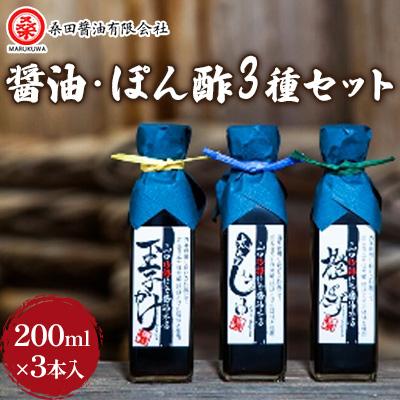 ふるさと納税 防府市 木桶で仕込む地産醤油 角瓶がとってもお洒落な3種類じゃねセット