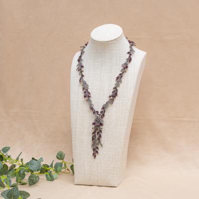 ふるさと納税 みよし市 [ビーズジュエリーデザイナー制作]高級クリスタルビーズネックレス「アイビー」ボルドー