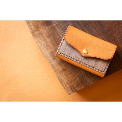 ふるさと納税 箕輪町 [木×革]カードケース ウォールナット×キャメル色