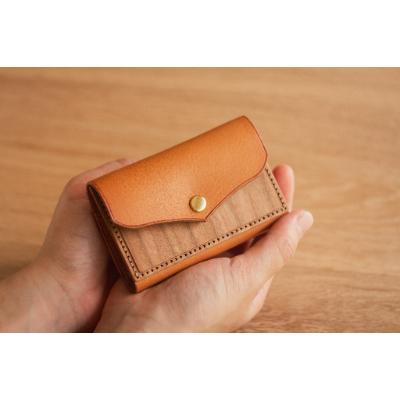 ふるさと納税 箕輪町 [木×革]カードケース アメリカンブラックチェリー×キャメル色