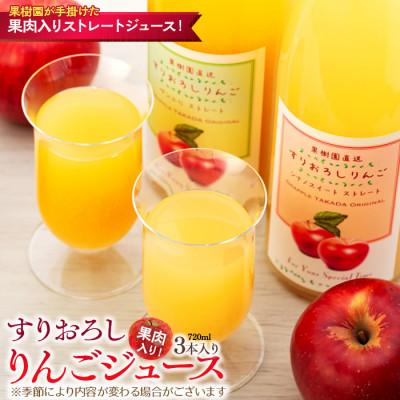 ふるさと納税 箕輪町 果肉入り! すりおろしりんごジュース 3本入り