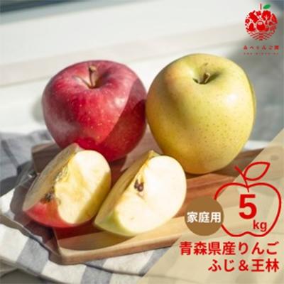 ふるさと納税 青森市 りんご ふじ&amp;王林 約5kg (14〜20玉) 家庭用 [先行受付 12月より順次発送]