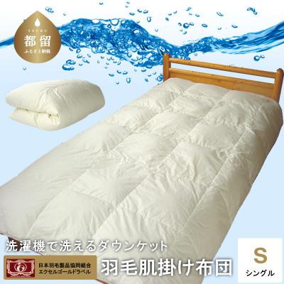 ふるさと納税 都留市 [シングルロング]洗えるダウンケット(羽毛肌掛け)
