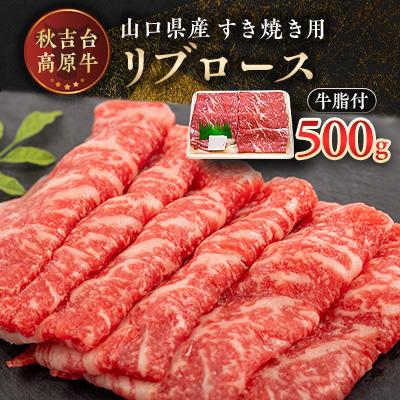 ふるさと納税 防府市 山口県産 秋吉台高原牛 リブロースすき焼き用 500g