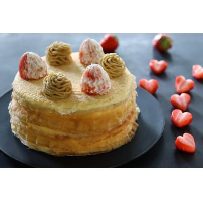 ふるさと納税 山県市 和栗ミルクレープ苺 5号サイズ 1ホール 1個1,100g[RICO DOLCE]