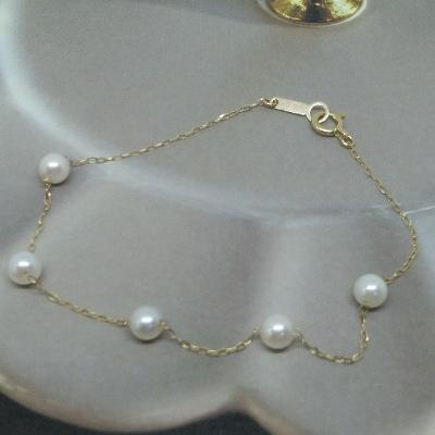 ふるさと納税 鳥羽市 伊勢志摩あこや本真珠ブレスレット(K18フェザーカット)60-02