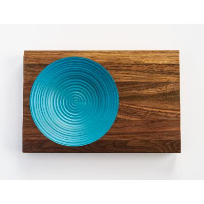 ふるさと納税 津山市 晴れの日のパスタ皿[ウォルナット/ターコイズ]H28mm