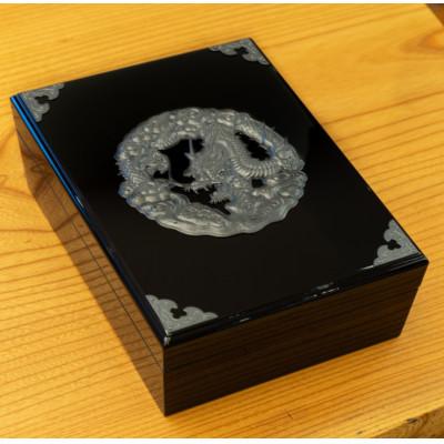 ふるさと納税 利府町 仙台箪笥 文箱 黒呂漆塗 竜金具