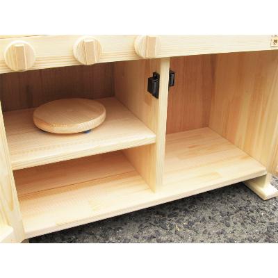 ふるさと納税 泉佐野市 手作り木製ままごとキッチン・大きなレンジ付きDHK素材色バージョン 099H2144の画像