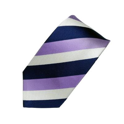 ふるさと納税 西桂町 ネクタイ 富士桜工房 組織変化ストライプ 紺・白・紫