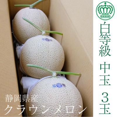 ふるさと納税 袋井市 静岡県産クラウンメロン 並(白等級) 約1.3kg 3玉入り