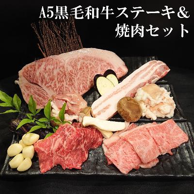 ふるさと納税 岡崎市 老舗焼肉屋の黒毛和牛ステーキ&amp;焼肉セット1kg